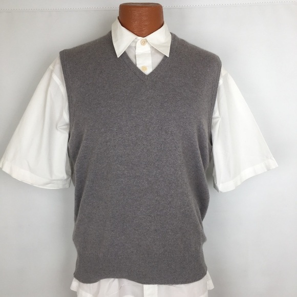 Made in Great Britain Cashmere Sweater Vest Gray Men’s Sz 44 by Norton Ditto - Picture 1 of 10